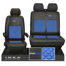 Load image into Gallery viewer, VW Transporter T6.1, T6, T5.1 Sport-Series Front 1+2 INKA Bentley Leatherette Suedetara Tailored Seat Covers Black Fits Panel Van &amp; Kombi
