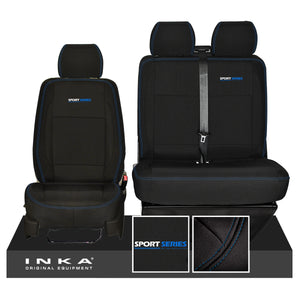 New VW Transporter T6.1, T6, T5.1 SPORT-Series Front 1+2 INKA Heavy Duty Tailored Seat Covers Black Fits Panel Van & Kombi