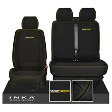 Load image into Gallery viewer, New VW Transporter T6.1, T6, T5.1 SPORT-Series Front 1+2 INKA Heavy Duty Tailored Seat Covers Black Fits Panel Van &amp; Kombi
