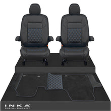 Load image into Gallery viewer, New VW Transporter T7 Panel Van INKA Front Bentley Leatherette Tailored Seat Covers &amp; Matching Tailored Floor Mat Black MY25 Onwards
