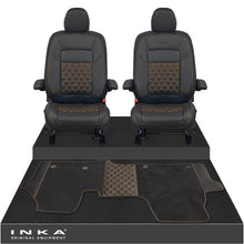 Load image into Gallery viewer, New VW Transporter T7 Panel Van INKA Front Bentley Leatherette Tailored Seat Covers &amp; Matching Tailored Floor Mat Black MY25 Onwards
