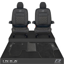 Load image into Gallery viewer, New VW Transporter T7 Panel Van INKA Front Bentley Leatherette Tailored Seat Covers &amp; Matching Tailored Floor Mat Black MY25 Onwards
