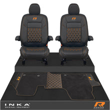 Load image into Gallery viewer, New VW Transporter T7 Panel Van INKA Front Bentley Leatherette Tailored Seat Covers &amp; Matching Tailored Floor Mat Black MY25 Onwards
