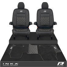 Load image into Gallery viewer, New VW Transporter T7 Panel Van INKA Front Bentley Leatherette Tailored Seat Covers &amp; Matching Tailored Floor Mat Black MY25 Onwards
