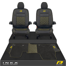 Load image into Gallery viewer, New VW Transporter T7 Panel Van INKA Front Bentley Leatherette Tailored Seat Covers &amp; Matching Tailored Floor Mat Black MY25 Onwards
