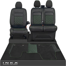 Load image into Gallery viewer, New VW Transporter T7 Panel Van INKA Front Bentley Leatherette Tailored Seat Covers &amp; Matching Tailored Floor Mat Black MY25 Onwards
