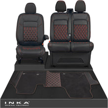 Load image into Gallery viewer, New VW Transporter T7 Panel Van INKA Front Bentley Leatherette Tailored Seat Covers &amp; Matching Tailored Floor Mat Black MY25 Onwards
