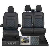 New VW Transporter T7 Panel Van INKA Front Bentley Leatherette Tailored Seat Cover Set Black MY25 Onwards