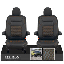 Load image into Gallery viewer, New VW Transporter T7 Panel Van INKA Front Bentley Leatherette Tailored Seat Covers Set Black MY25 Onwards
