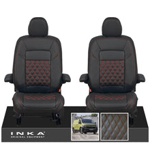 Load image into Gallery viewer, New VW Transporter T7 Panel Van INKA Front Bentley Leatherette Tailored Seat Covers Set Black MY25 Onwards

