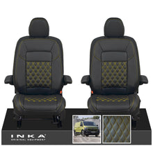Load image into Gallery viewer, New VW Transporter T7 Panel Van INKA Front Bentley Leatherette Tailored Seat Covers Set Black MY25 Onwards
