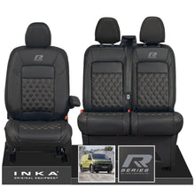 Load image into Gallery viewer, New VW Transporter T7 Panel Van INKA Front Bentley Leatherette Tailored Seat Cover Set Black MY25 Onwards
