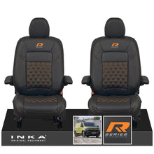 Load image into Gallery viewer, New VW Transporter T7 Panel Van INKA Front Bentley Leatherette Tailored Seat Cover Set Black MY25 Onwards
