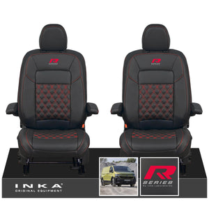 New VW Transporter T7 Panel Van INKA Front Bentley Leatherette Tailored Seat Cover Set Black MY25 Onwards
