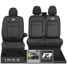 Load image into Gallery viewer, New VW Transporter T7 Panel Van INKA Front Bentley Leatherette Tailored Seat Cover Set Black MY25 Onwards
