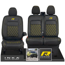 Load image into Gallery viewer, New VW Transporter T7 Panel Van INKA Front Bentley Leatherette Tailored Seat Cover Set Black MY25 Onwards
