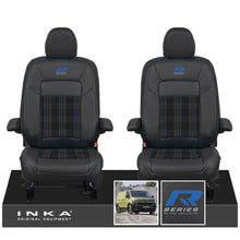 Load image into Gallery viewer, New VW Transporter T7 Panel Van INKA Front Leatherette Tartan Tailored Seat Cover Set Black MY25 Onwards
