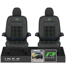 Load image into Gallery viewer, New VW Transporter T7 Panel Van INKA Front Leatherette Tartan Tailored Seat Cover Set Black MY25 Onwards
