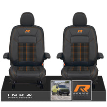 Load image into Gallery viewer, New VW Transporter T7 Panel Van INKA Front Leatherette Tartan Tailored Seat Cover Set Black MY25 Onwards
