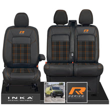 Load image into Gallery viewer, New VW Transporter T7 Panel Van INKA Front Leatherette Tartan Tailored Seat Cover Set Black MY25 Onwards
