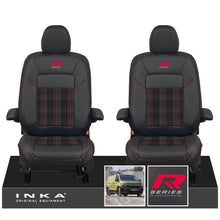 Load image into Gallery viewer, New VW Transporter T7 Panel Van INKA Front Leatherette Tartan Tailored Seat Cover Set Black MY25 Onwards
