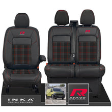 Load image into Gallery viewer, New VW Transporter T7 Panel Van INKA Front Leatherette Tartan Tailored Seat Cover Set Black MY25 Onwards
