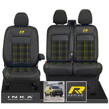 Load image into Gallery viewer, New VW Transporter T7 Panel Van INKA Front Leatherette Tartan Tailored Seat Cover Set Black MY25 Onwards
