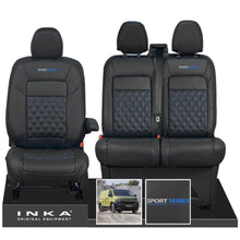Load image into Gallery viewer, New VW Transporter T7 Panel Van INKA Front Bentley Leatherette Tailored Seat Cover Set Black MY25 Onwards
