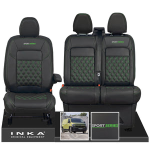 New VW Transporter T7 Panel Van INKA Front Bentley Leatherette Tailored Seat Cover Set Black MY25 Onwards