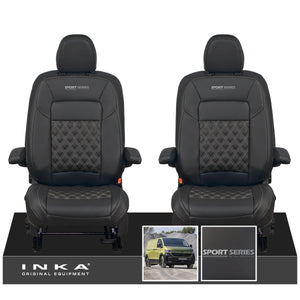 New VW Transporter T7 Panel Van INKA Front Bentley Leatherette Tailored Seat Cover Set Black MY25 Onwards
