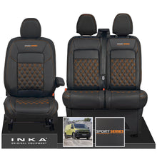 Load image into Gallery viewer, New VW Transporter T7 Panel Van INKA Front Bentley Leatherette Tailored Seat Cover Set Black MY25 Onwards
