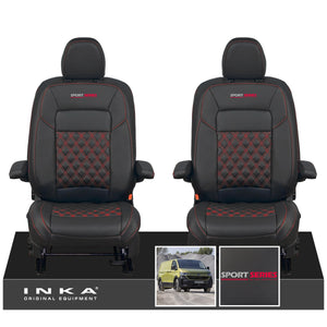 New VW Transporter T7 Panel Van INKA Front Bentley Leatherette Tailored Seat Cover Set Black MY25 Onwards