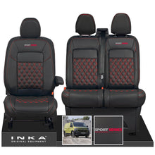 Load image into Gallery viewer, New VW Transporter T7 Panel Van INKA Front Bentley Leatherette Tailored Seat Cover Set Black MY25 Onwards
