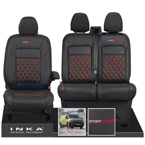 New VW Transporter T7 Panel Van INKA Front Bentley Leatherette Tailored Seat Cover Set Black MY25 Onwards