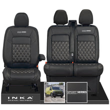 Load image into Gallery viewer, New VW Transporter T7 Panel Van INKA Front Bentley Leatherette Tailored Seat Cover Set Black MY25 Onwards
