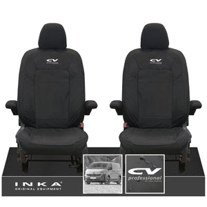 New VW Transporter T7 Panel Van INKA Front Set Tailored Waterproof Seat Covers Black MY25 Onwards