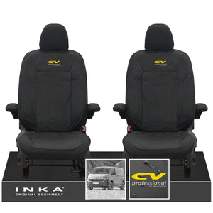 New VW Transporter T7 Panel Van INKA Front Set Tailored Waterproof Seat Covers Black MY25 Onwards