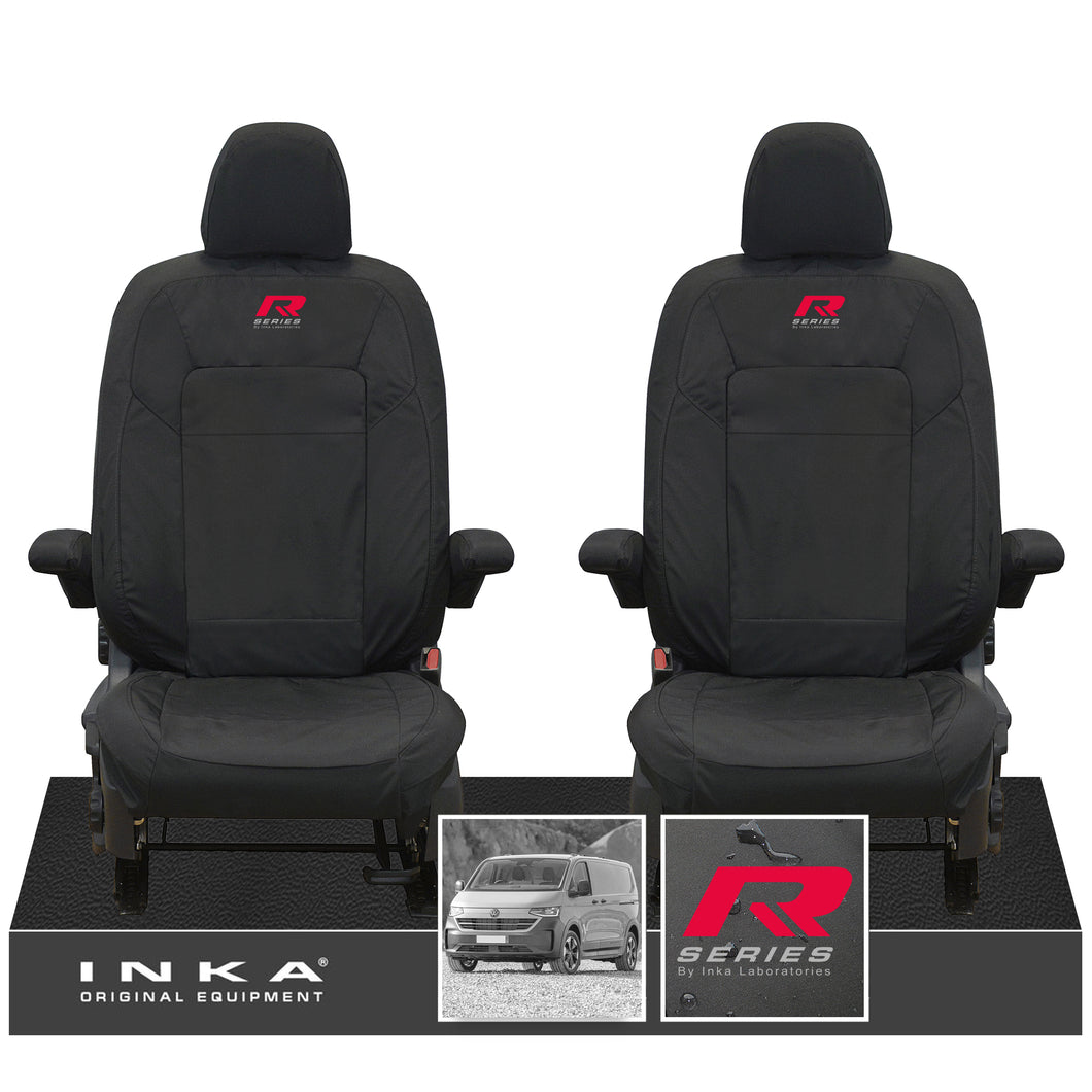 New VW Transporter T7 Panel Van INKA Front Set Tailored Waterproof Seat Covers Black MY25 Onwards
