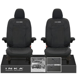 New VW Transporter T7 Panel Van INKA Front Set Tailored Waterproof Seat Covers Black MY25 Onwards