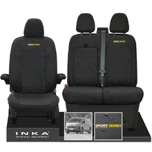 Load image into Gallery viewer, New VW Transporter T7 Panel Van INKA Front Set Tailored Waterproof Seat Covers Black MY25 Onwards - Sport-Series Embroidery
