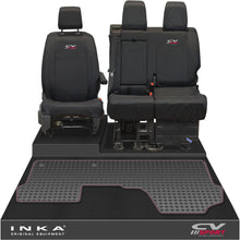 Load image into Gallery viewer, Vauxhall Opel Vivaro INKA Front 1+2 Tailored Waterproof Seat Covers &amp; Tailored Rubber Mat Black MY19 to Present
