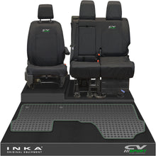 Load image into Gallery viewer, Vauxhall Opel Vivaro INKA Front 1+2 Tailored Waterproof Seat Covers &amp; Tailored Rubber Mat Black MY19 to Present
