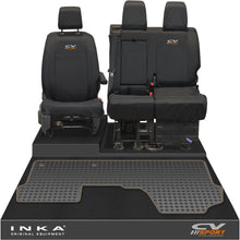 Load image into Gallery viewer, Vauxhall Opel Vivaro INKA Front 1+2 Tailored Waterproof Seat Covers &amp; Tailored Rubber Mat Black MY19 to Present
