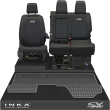 Load image into Gallery viewer, Vauxhall Opel Vivaro INKA Front 1+2 Tailored Waterproof Seat Covers &amp; Tailored Rubber Mat Black MY19 to Present
