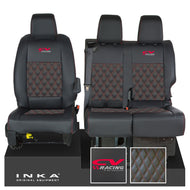 Vauxhall Vivaro MK3 INKA Bentley Diamond Quilt Leatherette Front 1+2 Tailored Seat Covers Black MY19 To Present - CV Racing Embroidery
