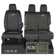 Vauxhall Vivaro MK3 INKA Bentley Diamond Quilt Leatherette Front 1+2 Tailored Seat Covers Black MY19 To Present - CV Sport Embroidery
