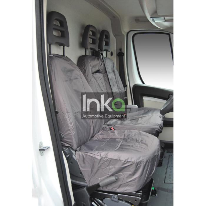 Peugeot Boxer Fully Tailored Inka Waterproof Front Single & Double Seat Covers 2006 - 2016 Heavy Duty Right Hand Drive Grey