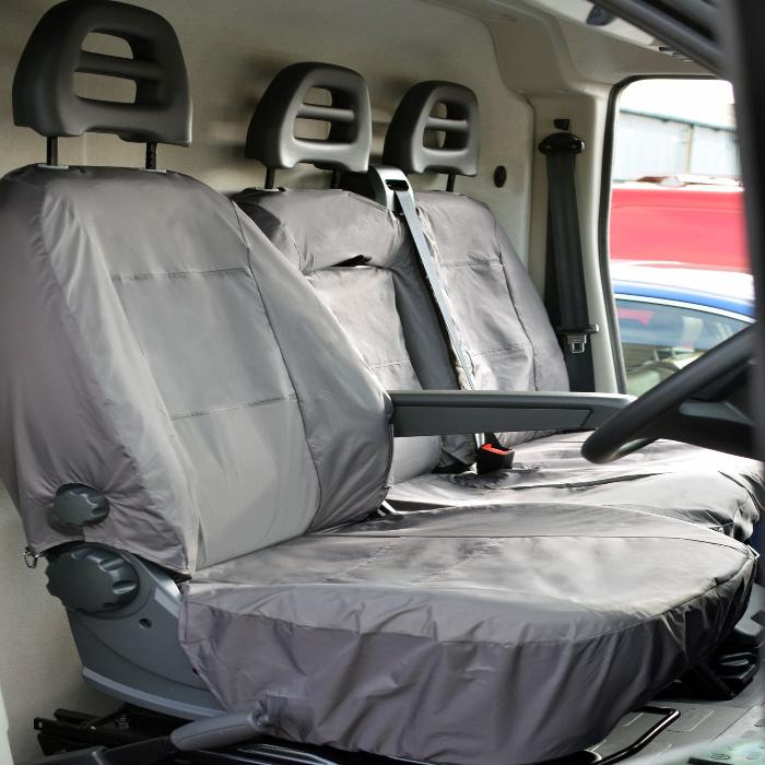 Citroen Relay Fully Tailored Inka Waterproof Front Single & Double Seat Covers 2006 - 2016 Heavy Duty Right Hand Drive Grey