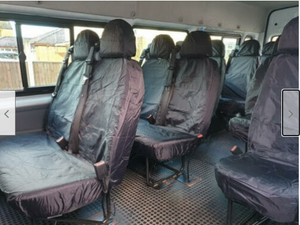 Ford Transit MK7 Minibus INKA Front & Rear Waterproof Seat Covers In Black MY 2010 - 2014