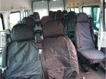 Load image into Gallery viewer, Ford Transit MK7 Minibus INKA Front &amp; Rear Waterproof Seat Covers In Black MY 2010 - 2014
